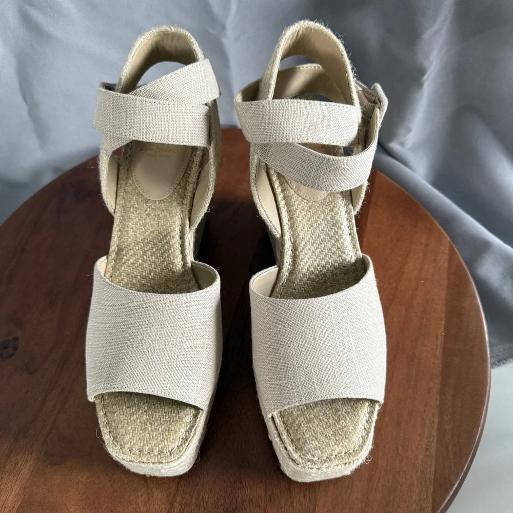 Sam Edelman Vada Natural Linen Espadrille Wedge Sandals Women Size 11 I6283F2250